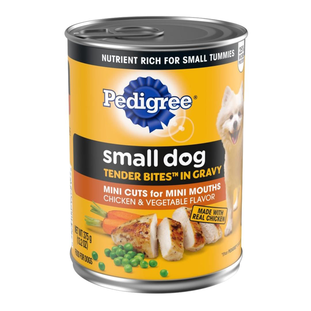 Pedigree Tender Bites in Gravy Adult Small Breed Wet Dog Food Chicken & Vegetable 13.2oz. (Case of 12)