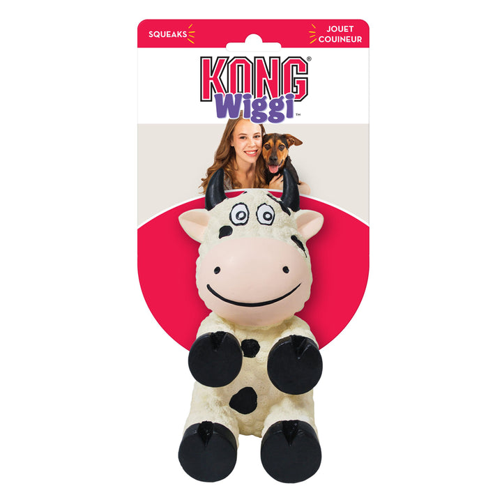 KONG Wiggi Cow Dog Toy 1ea/SM-