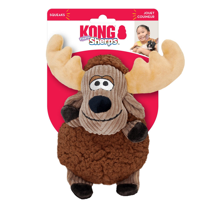 KONG Sherps Floofs Moose Plush SqueakDog Toy 1ea/MD-