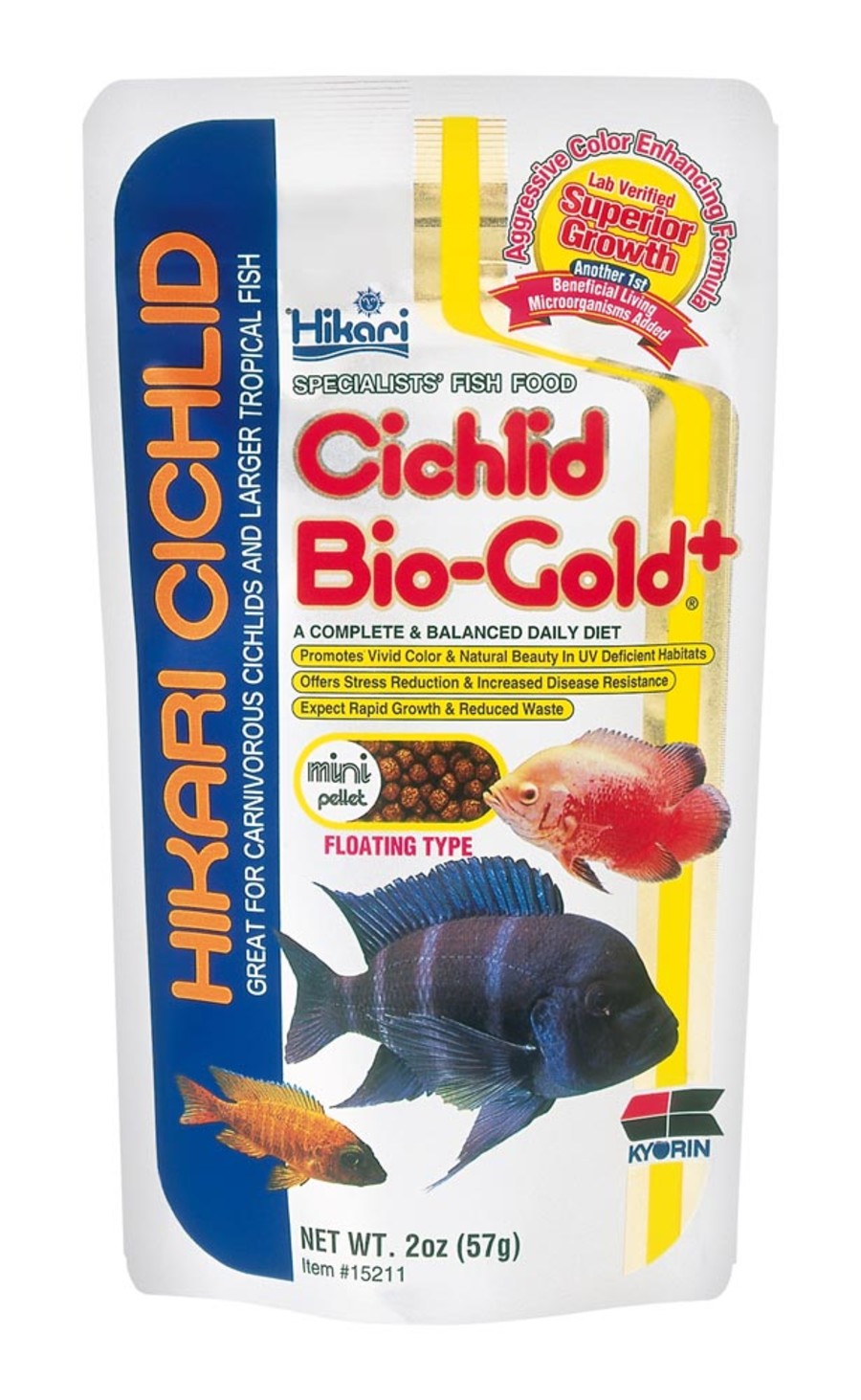 Hikari USA Cichlid BioGold+ Pellet Fish Food 1ea/2 oz, Mini-