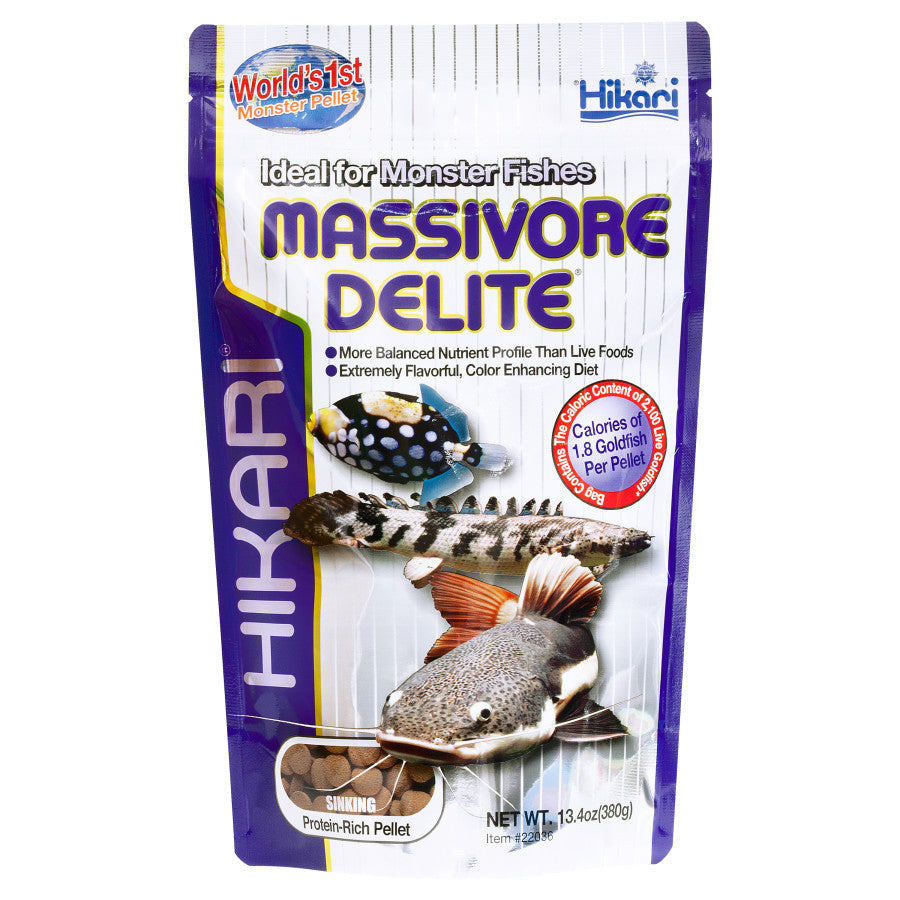 Hikari USA Massivore Delite Carnivore Pellets Fish Food 1ea/13.4 oz, LG-