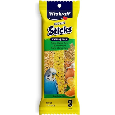 Vitakraft Crunch Sticks Variety Orange, Egg & Banana Flavor Parakeet Treat 1ea/2.4 oz, 3 ct-