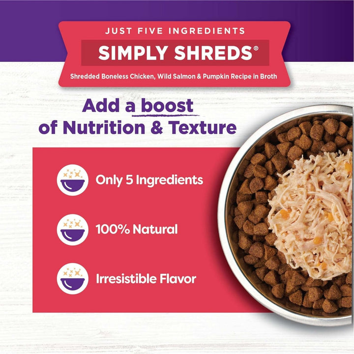 Wellness Bowl Boosters Simply Shreds 2.8oz. Chicken Salmon Shred (Case of 12)