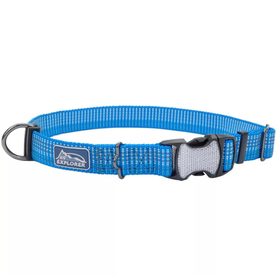 K9 Explorer Brights Reflective Adjustable Dog Collar Lake Large 1"x 18"-26"-