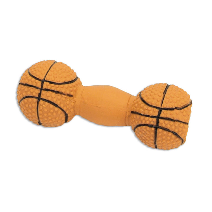 Rascals Latex Dog Toy Basketball Dumbbell Brown 1ea/4 in-