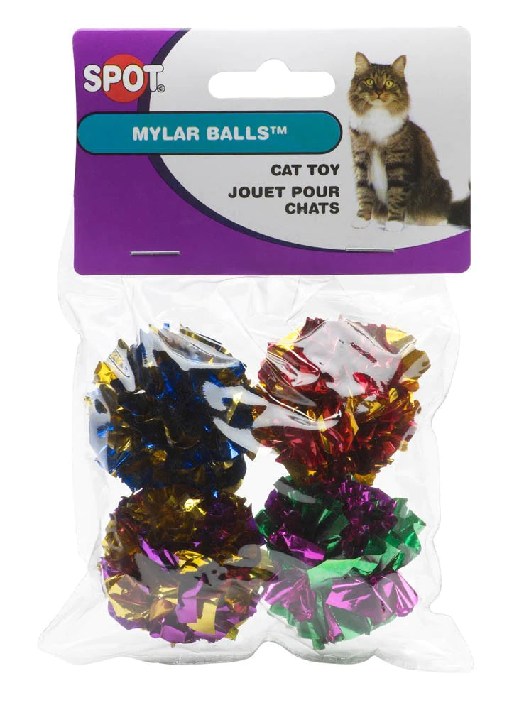 Spot Mylar Ball Cat Toy Multi-Color 1.5 in 4 Pack-