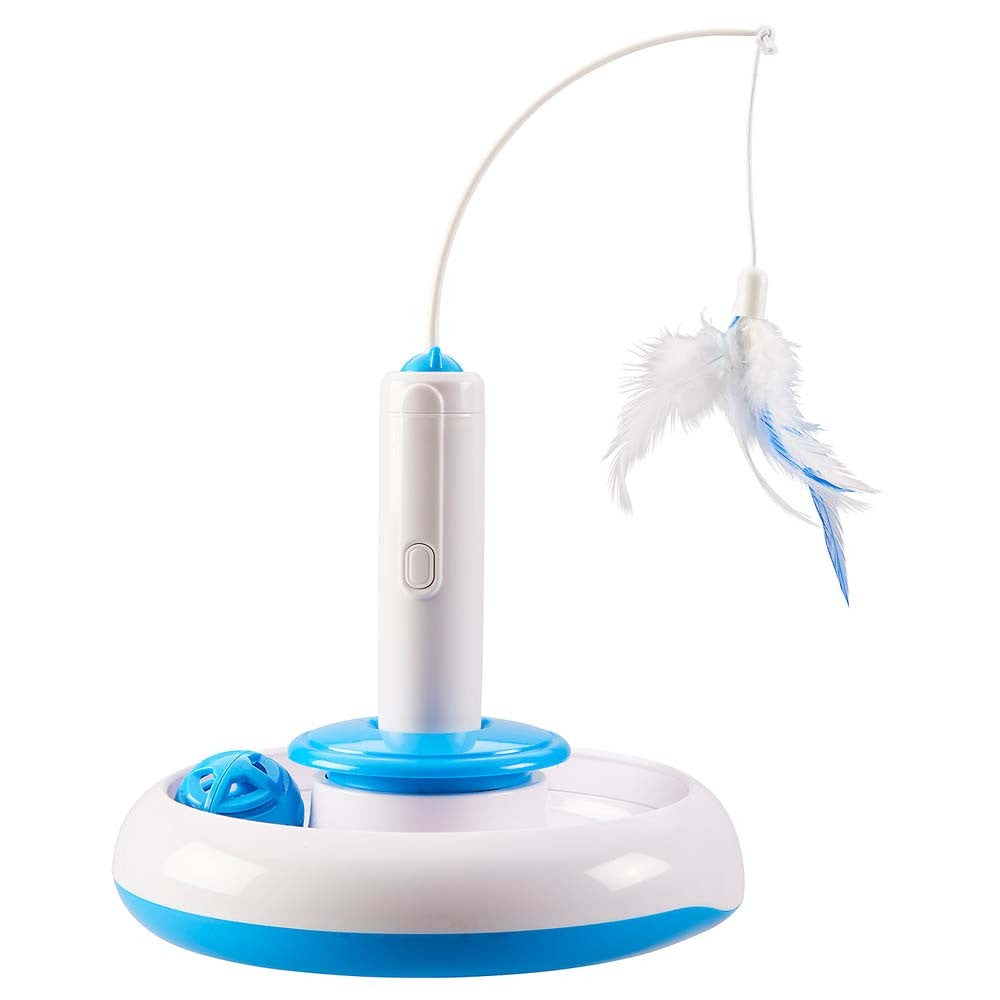 Spot Spin Around Track Cat Toy White; Blue One Size