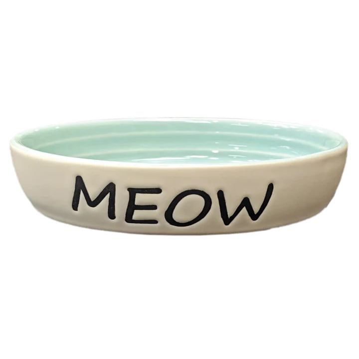 Spot Meow Oval Cat Bowl Green 6 in-