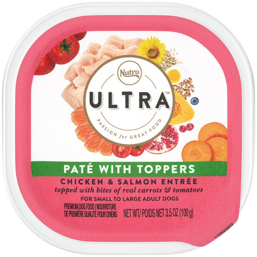 Nutro Products Ultra Grain Free Paté w/Toppers Adult Wet Dog Food Chicken w/Tomatoes & Carrots 3.5oz.-