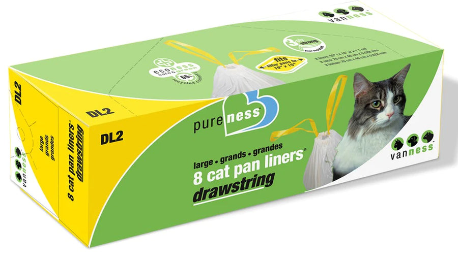 Van Ness Plastics Drawstring Cat Pan Liner White 1ea/LG, 8 ct-