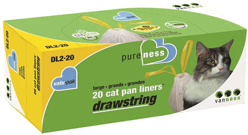 Van Ness Plastics Drawstring Cat Pan Liner White 1ea/LG, 20 ct-