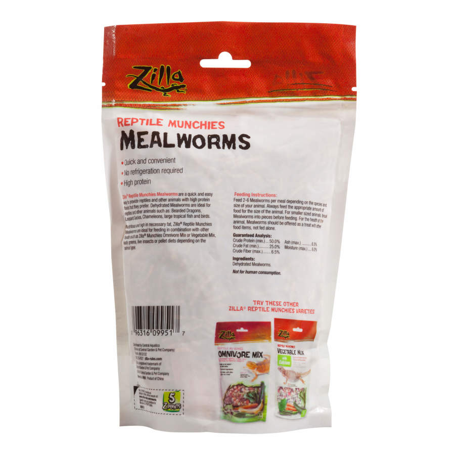 Zilla Reptile Munchies Mealworm 1ea/Resealable Bag, 3.75 oz-