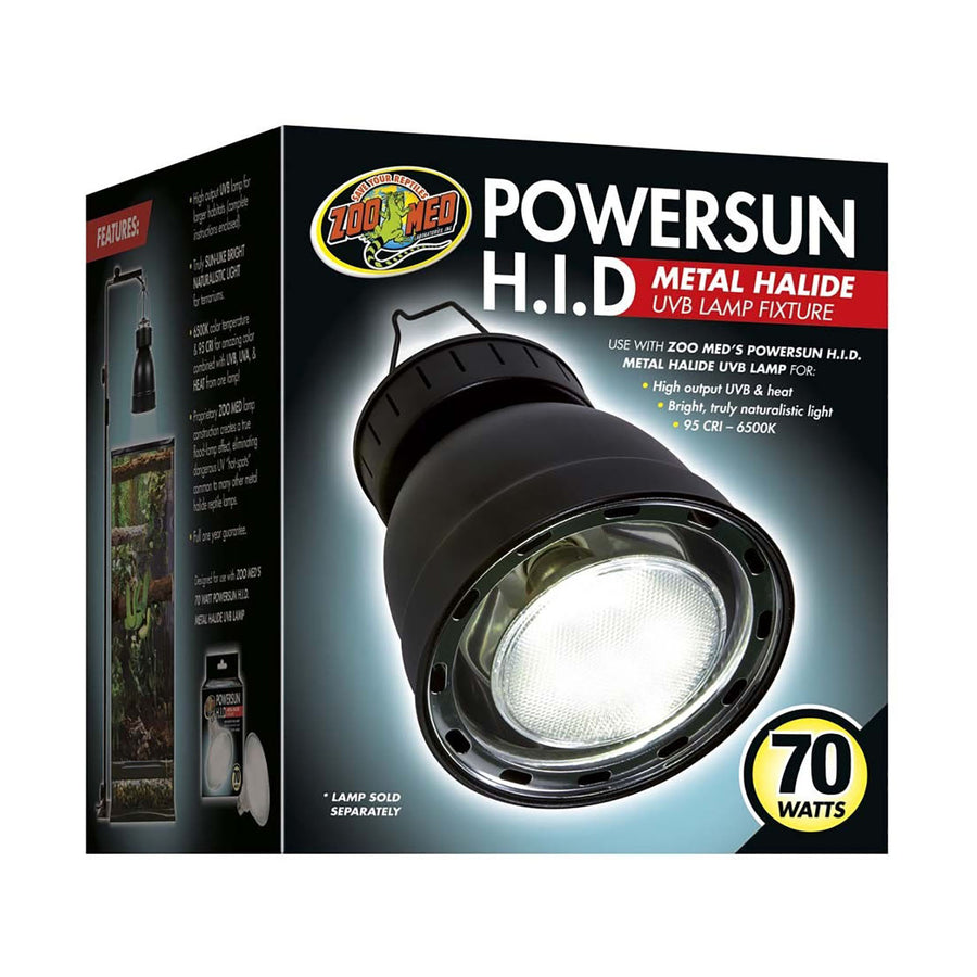 Zoo Med PowerSun H.I.D. Metal Halide UVB Lamp Fixture Black 1ea/7.5 in-