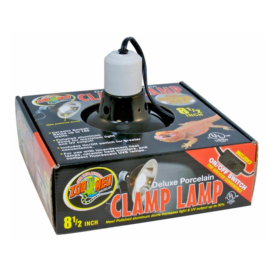 Zoo Med Deluxe Porcelain Clamp Lamp Fixture Black 1ea/8.5 in-