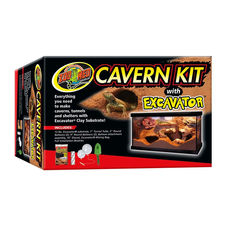 Zoo Med Cavern Kit with Excavator Clay Burrowing Substrate 1ea/12 lb-