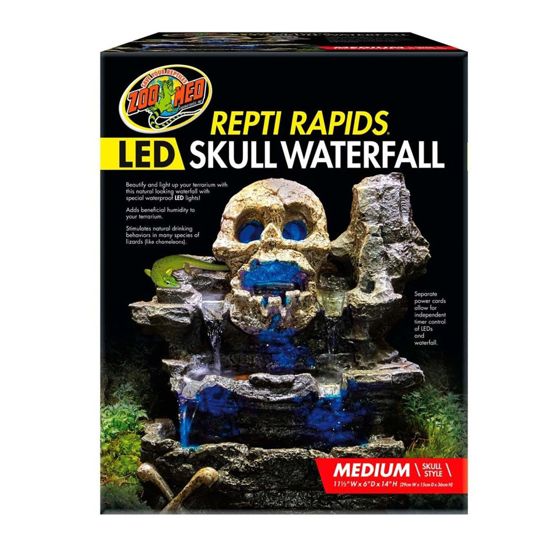 Zoo Med Repti Rapids LED Skull Waterfall Brown/Black 1ea/MD-