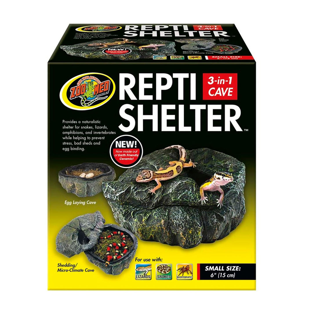 Zoo Med Repti Shelter 3-in-1 Cave Terrarium Hideaway Black 1ea/6 in, SM-