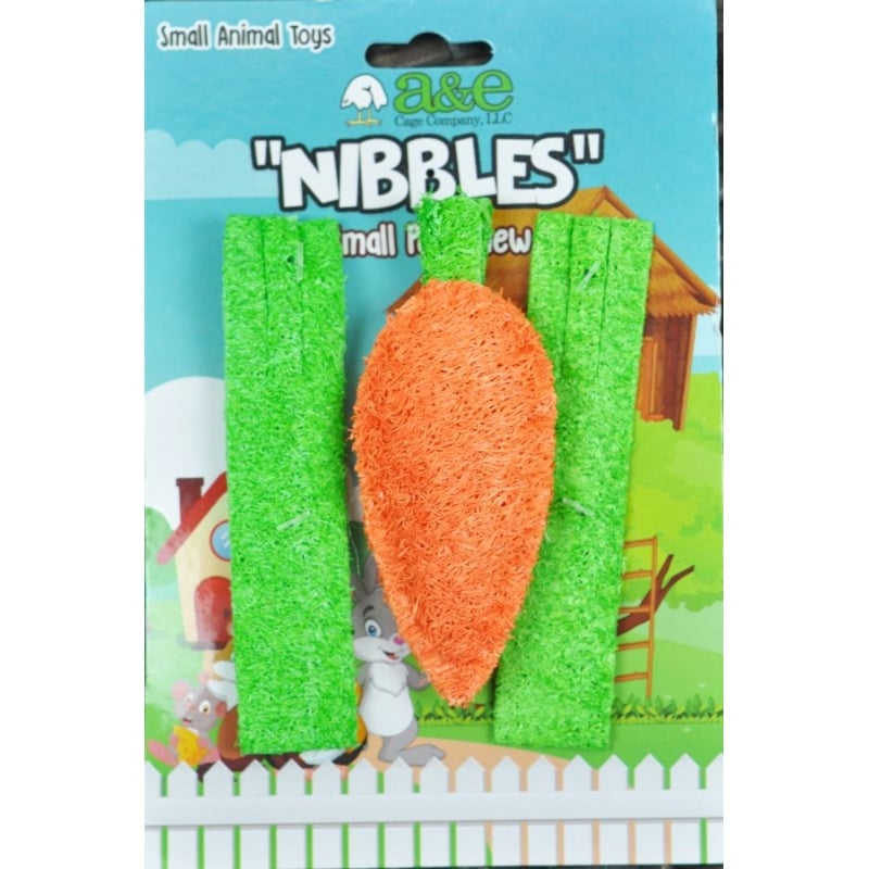 AE Cage Company Nibbles Carrot and Celery Loofah Chew Toys - 3 count-