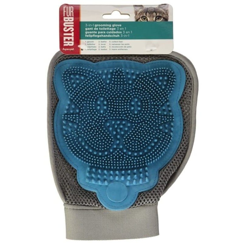 JW Pet Furbuster 3-In-1 Cat Grooming Glove - 1 count-