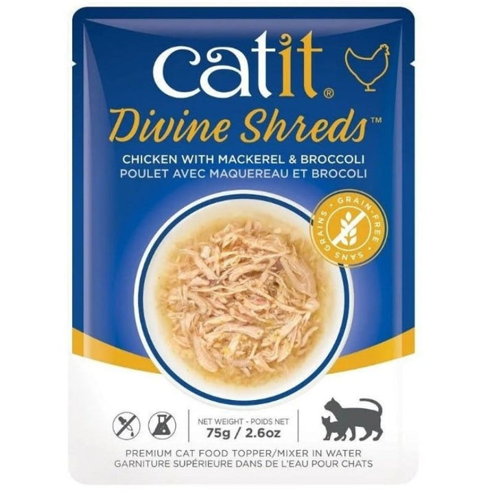 Catit Divine Shreds Chicken with Mackerel and Broccoli - 2.65 oz-