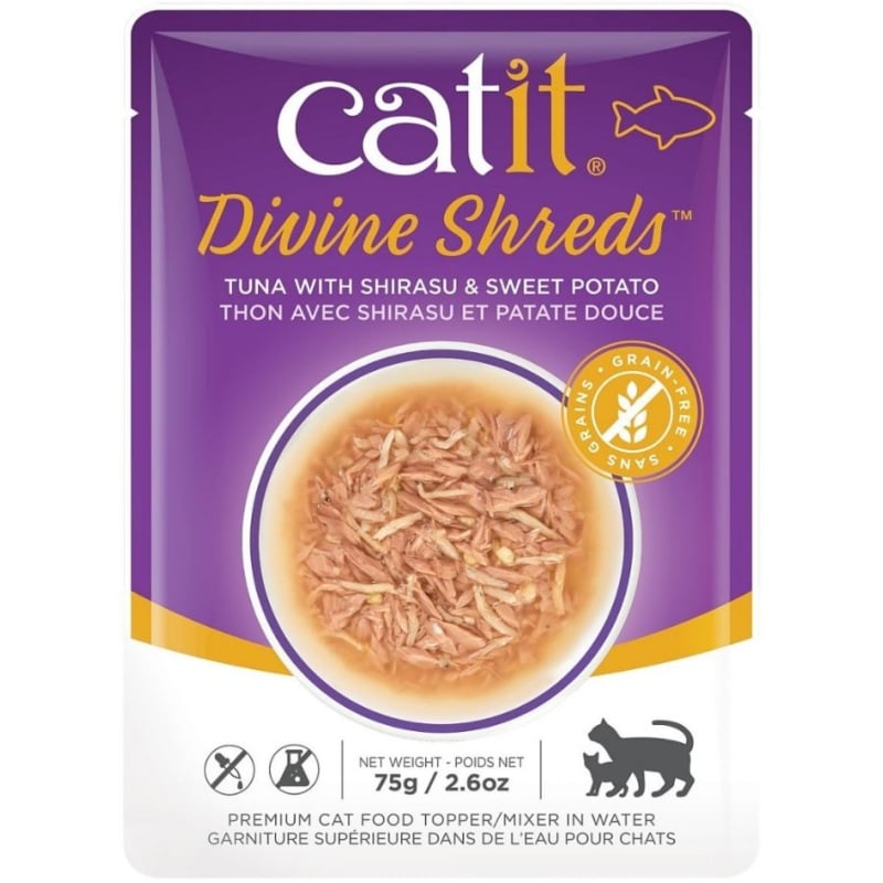 Catit Divine Shreds Tuna with Shirasu and Sweet Potato - 2.65 oz-