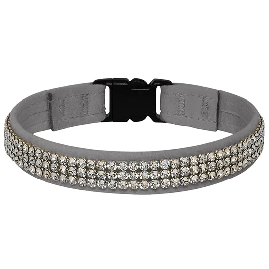 3 Row Giltmore 1/2" Breakaway Cat Collar-6"-Platinum-