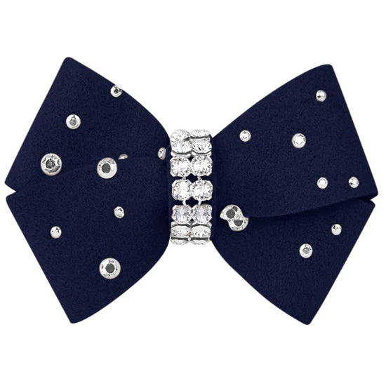 Nouveau Bow Hair Bow with Silver Stardust-XS-Indigo-