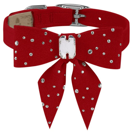 Silver Stardust Tail Bow Collar-TC-Red-