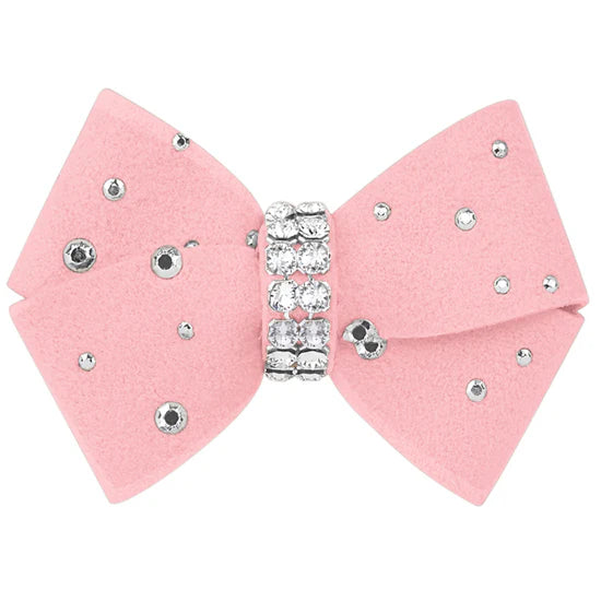 Nouveau Bow Hair Bow with Silver Stardust-XS-Puppy Pink-