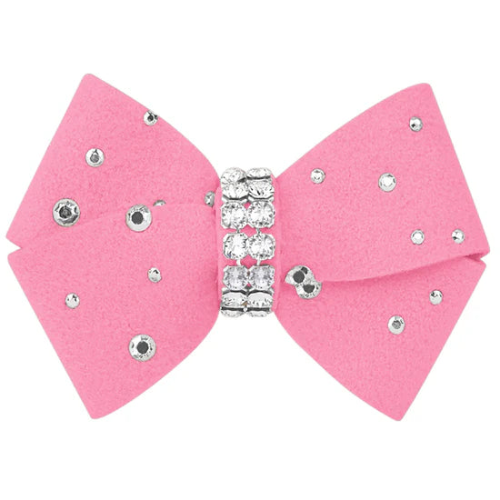 Nouveau Bow Hair Bow with Silver Stardust-XS-Perfect Pink-