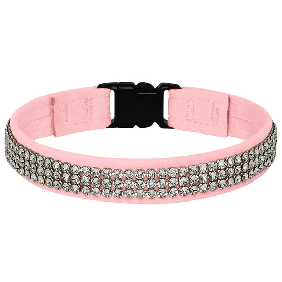 3 Row Giltmore 1/2" Breakaway Cat Collar-6"-Perfect Pink-