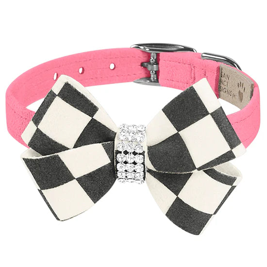 Windsor Check Nouveau Bow Collar-TC-Perfect Pink-