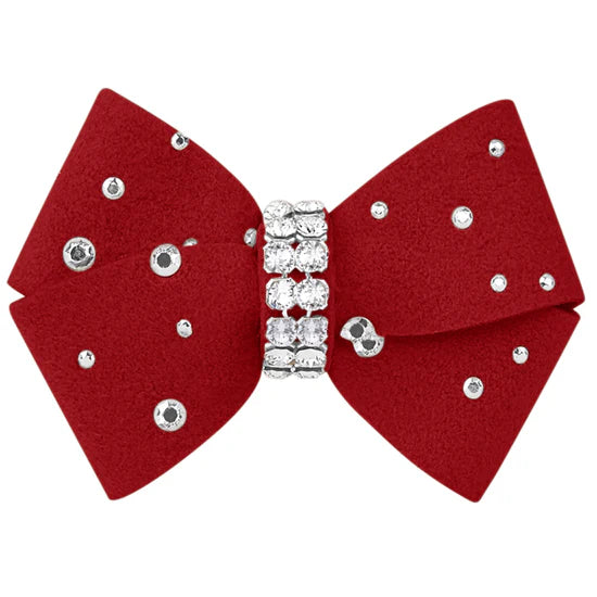 Nouveau Bow Hair Bow with Silver Stardust-XS-Red-