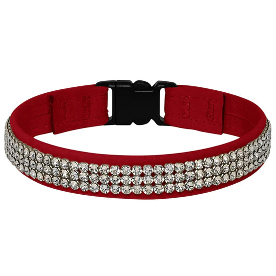 3 Row Giltmore 1/2" Breakaway Cat Collar-6"-Red-