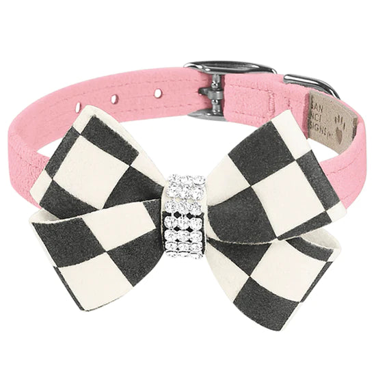 Windsor Check Nouveau Bow Collar-TC-Puppy Pink-