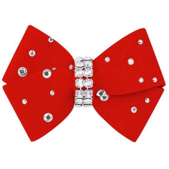 Nouveau Bow Hair Bow with Silver Stardust-XS-Red Pepper-