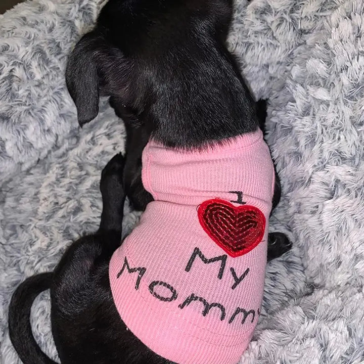 I Love My Mommy Letter Print Dog Vest Shirt