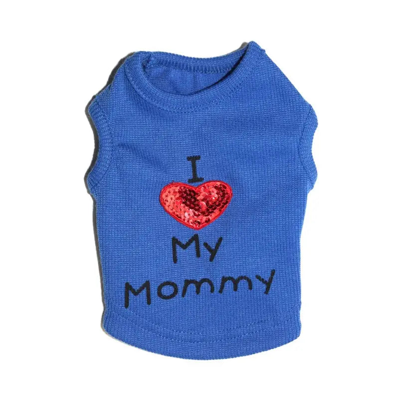 I Love My Mommy Letter Print Dog Vest Shirt