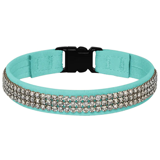 3 Row Giltmore 1/2" Breakaway Cat Collar-6"-Tiffi Blue-