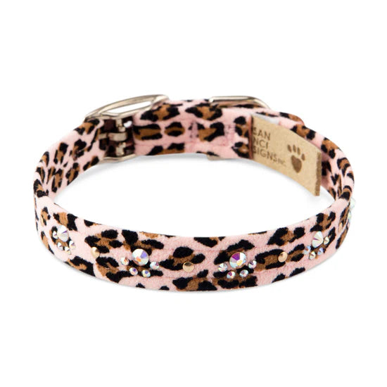 Cheetah Couture Crystal Paws Collar-TC-Pink Cheetah-