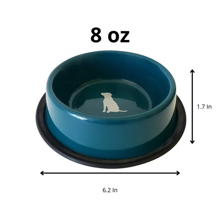 Nonskid Dog Bowl with Cool Gray Dog Silhouette