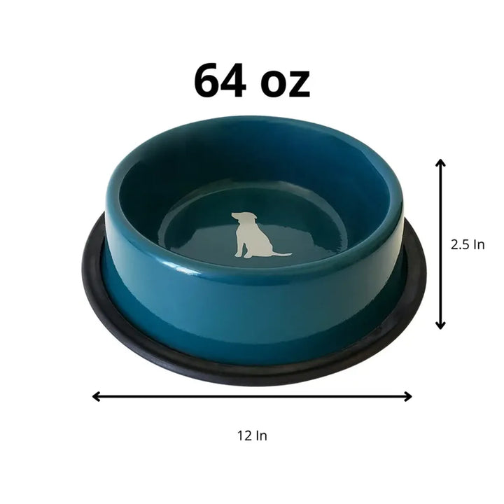 Nonskid Dog Bowl with Cool Gray Dog Silhouette