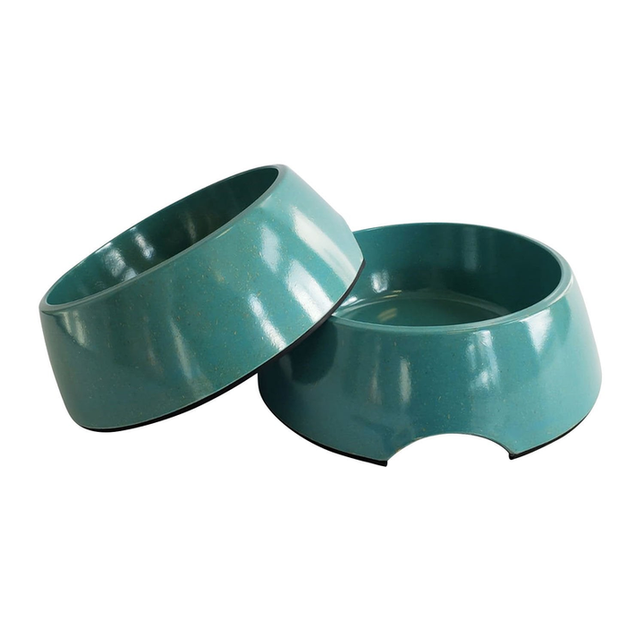 Eco-friendly Biodegradable Bamboo Dog Bowl-Teal blue-LARGE (32 OZ)-1