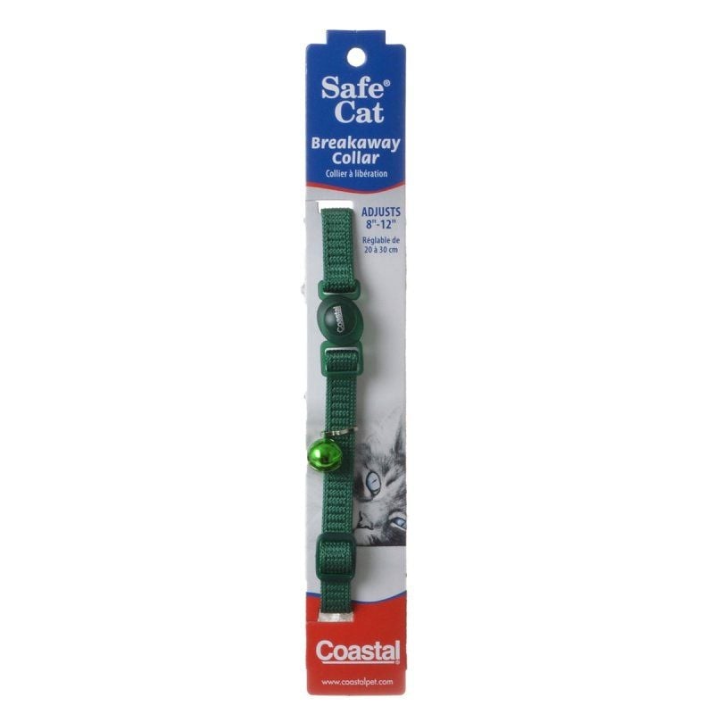 Coastal Pet Safe Cat Nylon Adjustable Breakaway Collar - Hunter Green - 8in.-12in. Neck-