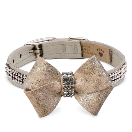 Champagne Glitzerati Nouveau Bow 3 Row Giltmore Collar-TC-Doe-