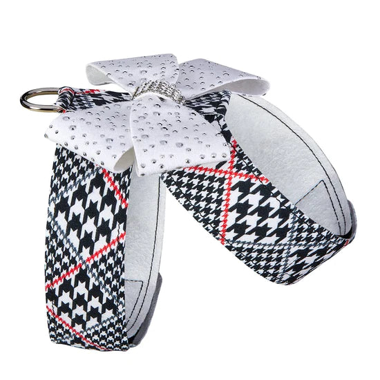 Silver Stardust White Nouveau Bow Tinkie Harness-TC-Classic Glen Houndstooth-