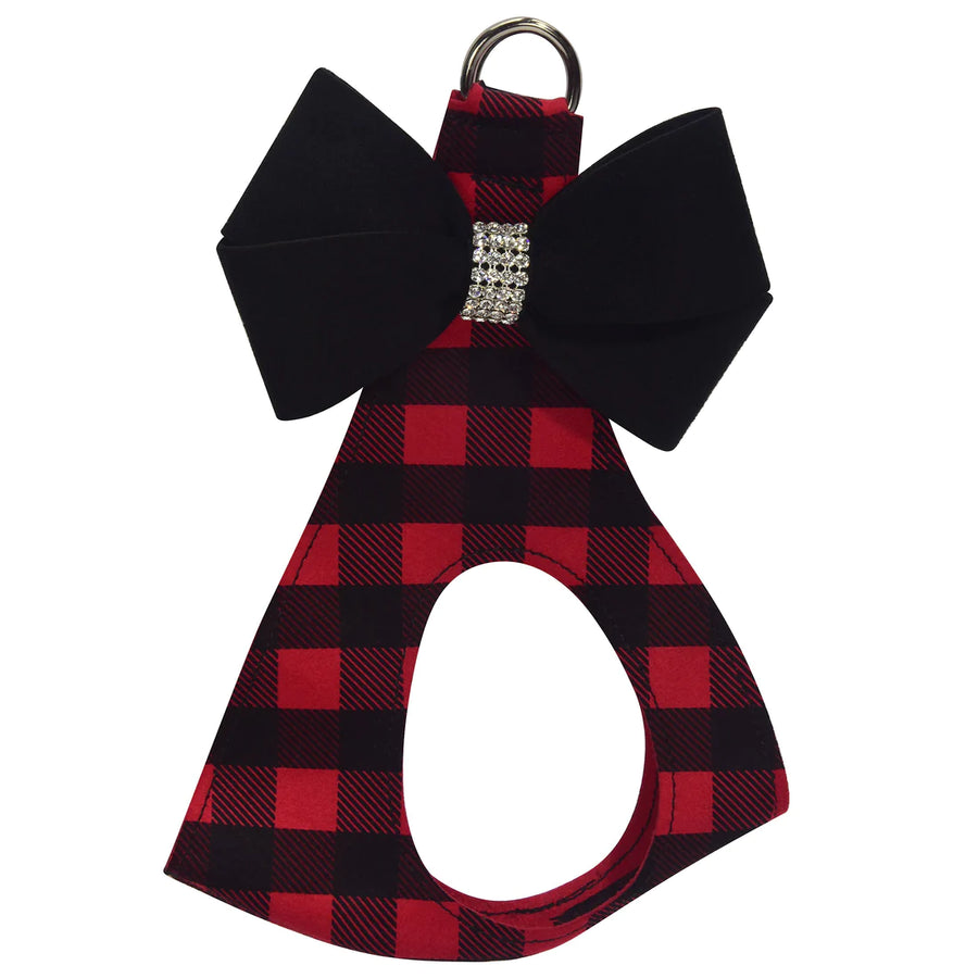 Black Nouveau Bow Step In Harness-TC-Red Gingham-