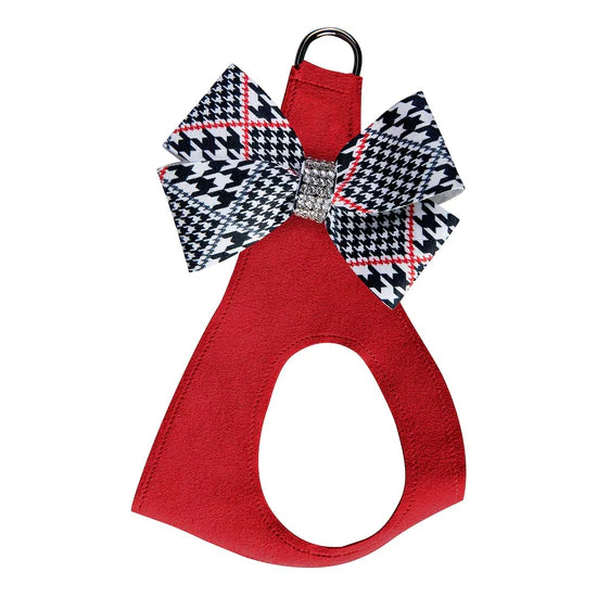 Classic Glen Houndstooth Nouveau Bow Step In Harness-TC-Red-