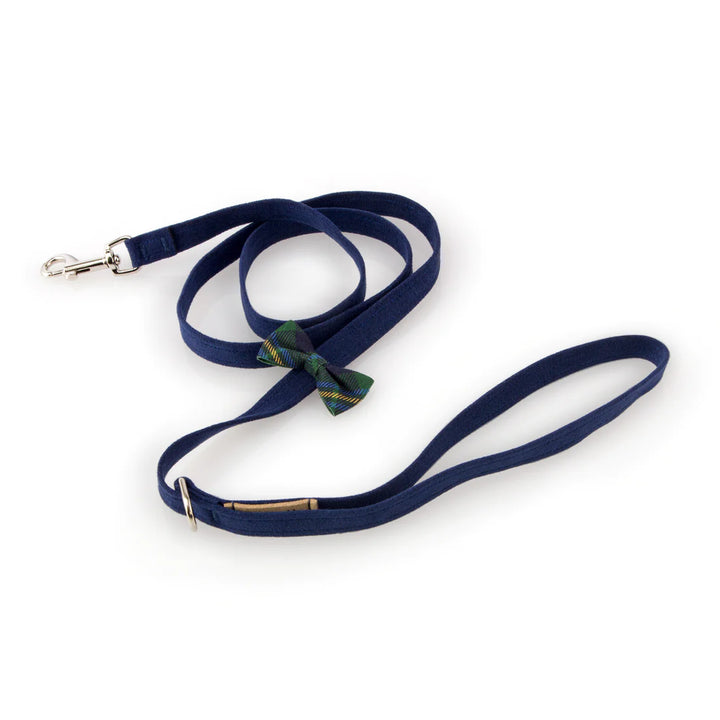 Scotty Forest Plaid Bow Tie Leash-4 FT-Indigo-