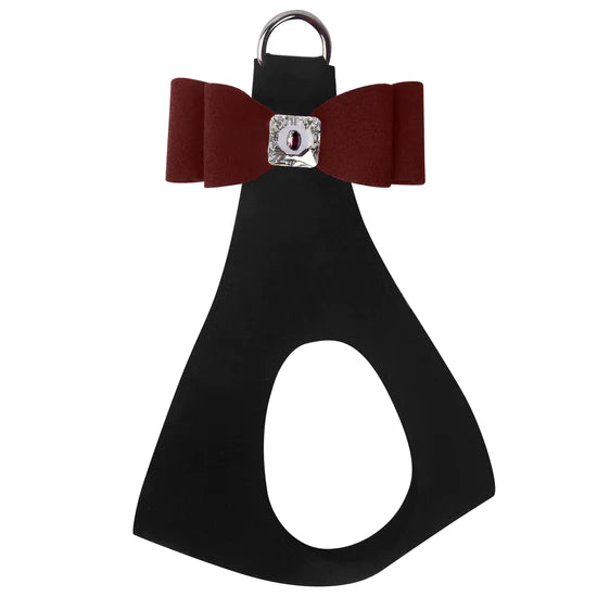 Burgundy Big Bow Step In Harness-TC-Black-